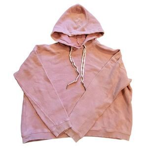 Aerie Sweatshirt Women's Small Pink Ribbed Textured All Cotton Cropped Lounge